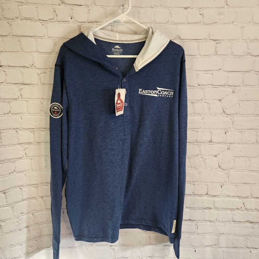 Men's Roots 73 button-up sweater hoodie, size Large
